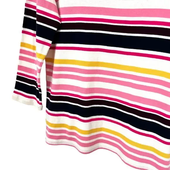 Talbots Sz Small Soft Pink Yellow Colorful Blouse Shirt Top 3/4 Sleeve Tropical - Picture 6 of 7